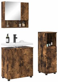 vidaXL Σετ Επίπλων Μπάνιου 3 pcs Καπνιστή δρυς 61 x 35 x 64 εκ.