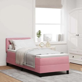 vidaXL Κρεβάτι Box Spring με Στρώμα Ροζ 80x200 εκ Βελούδο
