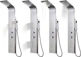 vidaXL Στήλη Ντους Υδρομασάζ Κυρτή από Ανοξείδωτο Ατσάλι
