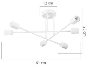 Φωτιστικό οροφής εξάφωτο PWL-1122 Ε27 λευκό Φ61x25εκ 61x61x25 εκ.