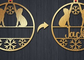 Σετ των 3 Intra απο ξύλο plywood 3mm-4mm πάχος Χριστουγεννιάτικο στολίδι γάτας με 3d Δίασταση 8x8 cm INTRAFABR-84203609