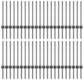 vidaXL Ασημένιοι Πόλοι Φράχτη 44 pcs Γκρι Χάλυβας με επίστρωση πούδρας