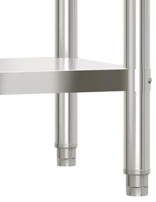 vidaXL Πάγκος Εργασίας Κουζίνας με Ράφι 110x30x150 εκ. Ανοξείδ. Ατσάλι