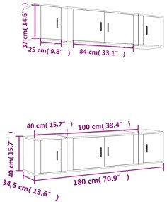 vidaXL Σετ Επίπλων Τηλεόρασης 6 Τεμαχίων Γκρι Σκυρ. Επεξεργασμένο Ξύλο