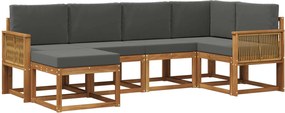 vidaXL Σειρά Καναπέ Εξωτερικού 6 pcs Φυσικό και Ανθρακί Πολυεστέρας