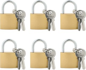 vidaXL Κλειδαριά U με Κλειδιά 6 pcs Ορείχαλκος Σίδερο