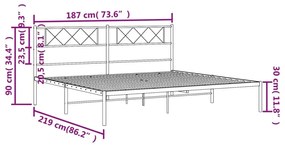 Πλαίσιο Κρεβατιού με Κεφαλάρι Μαύρο 183 x 213 εκ. Μεταλλικό - Μαύρο