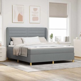 Κρεβάτι Box Spring με Στρώμα vidaXL Ανοιχτό Γκρι 180x200 εκ. Υφάσματος