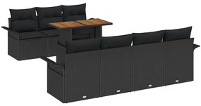 vidaXL Σετ Καναπέ Κήπου με μαξιλάρι 8 pcs Μαύρο 100 x 55 x 73 εκ