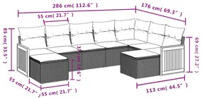 vidaXL Σαλόνι Κήπου Σετ 9 τεμ. Μπεζ Συνθετικό Ρατάν με Μαξιλάρια