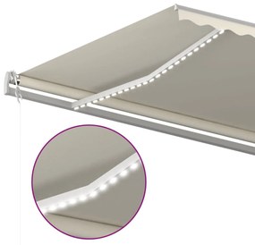 vidaXL Τέντα Αυτόματη με LED & Αισθητήρα Ανέμου Κρεμ 600x350 εκ.