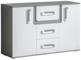 Σιφονιέρα Akron G102, Άσπρο, Ανθρακί, Με συρτάρια και ντουλάπια, Αριθμός συρταριών: 3, 85x128x40cm, 50 kg | Epipla1.gr