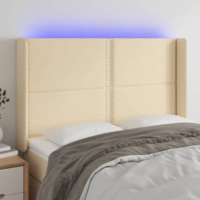 Κεφαλάρι Κρεβατιού LED Κρεμ 147x16x118/128 εκ. Υφασμάτινο - Κρεμ