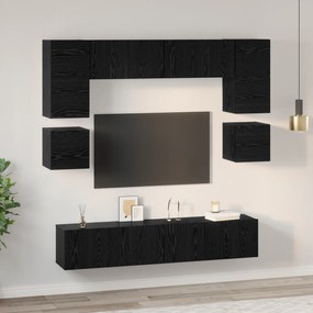 vidaXL Σετ επίπλου τηλεόρασης 8 pcs Μαύρη Δρυς 80 x 30 x 30 εκ.