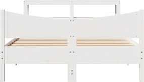 vidaXL Πλαίσιο Κρεβατιού Κεφαλάρι Λευκό 150x200εκ Μασίφ Πεύκο