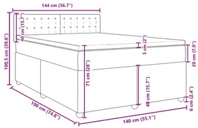 Κρεβάτι Boxspring με Στρώμα Σκούρο Γκρι 140x190 εκ. Υφασμάτινο - Γκρι