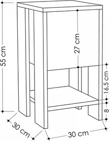 Κομοδίνο Ema Megapap χρώμα ανοιχτή μόκα 30x30x55εκ.