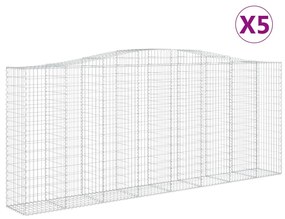 vidaXL Συρματοκιβώτια Τοξωτά 5 τεμ. 400x50x160/180 εκ. Γαλβαν. Ατσάλι