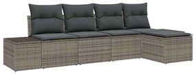 vidaXL Σετ Καναπέ Κήπου 5 pcs Γκρι Πολυ rattan, βαμμένο ατσάλι