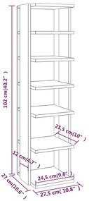 vidaXL Παπουτσοθήκη Γκρι Σκυροδέματος 27,5 x 27 x 102 εκ. Επεξ. Ξύλο