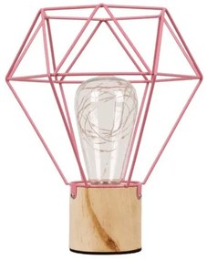 Επιτραπέζιο Φωτιστικό Led Πλέγμα Μέταλλο Antler H23 Φ19 Globostar-1442-Ροζ 01442