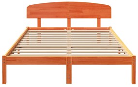 vidaXL Κρεβάτι με κεφαλάρι καφέ κερωμένο 140x200 εκ μασίφ ξύλο πεύκου