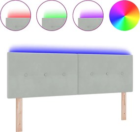 vidaXL LED κεφαλάρι με κεφαλάρι Ανοιχτό γκρι 144 cm Πολυεστέρας