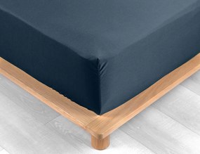 Σεντόνι Υπέρδιπλο με λάστιχο Percaline Douceur d'intérieur από βαμβάκι περκάλι 78TC, με διαστάσεις 160x200cm - Night Blue