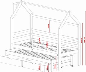 Παιδικό Κρεβάτι Σπιτάκι DISNEY 80x190 - grey