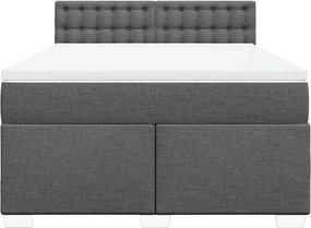 vidaXL Κρεβάτι Boxspring με Στρώμα Σκούρο Γκρι 140x200 εκ Υφασμάτινο
