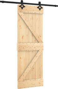 vidaXL Συρόμενη Πόρτα Φυσικό και Μαύρο 70 x 210 cm