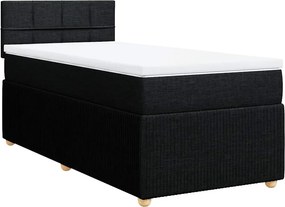 vidaXL Κρεβάτι Boxspring με Στρώμα Μαύρο 90x190 εκ.Υφασμάτινο