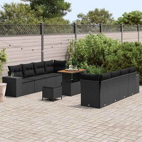 vidaXL Σετ Καναπέ Κήπου 11 pcs Μαύρο συνθετικό ρατάν
