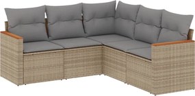 vidaXL Patio Sofa Set 5-θέσια Beige and Grey