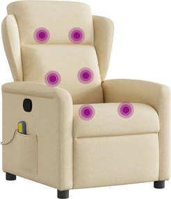 vidaXL Πολυθρόνα Μασάζ Ανακλινόμενη Κρεμ Υφασμάτινη
