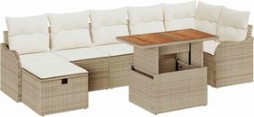 vidaXL Σετ Καναπέ Κήπου με αποθήκευση 8 pcs Μπεζ Πολυ ράταν