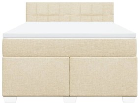 vidaXL Κρεβάτι Boxspring με Στρώμα Κρεμ 140x200 εκ. Υφασμάτινο