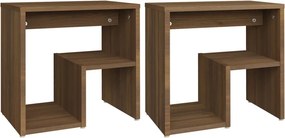 vidaXL Κομοδίνα 2 τεμ. Καφέ Δρυς 40x30x40 εκ. από Επεξεργασμένο Ξύλο