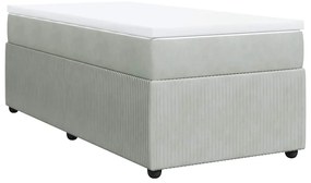 vidaXL Κρεβάτι Boxspring με Στρώμα Ανοιχτό Γκρι 100x200 εκ. Βελούδινο
