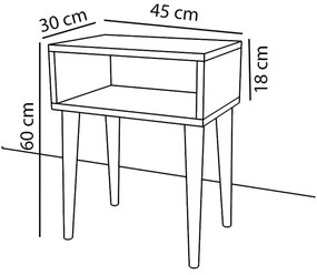 Κομοδίνο GANIRU Cordoba Μοριοσανίδα/Ξύλο 45x30x60cm - 14870127 - 14870127