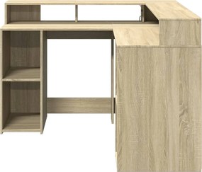 vidaXL Γραφείο με LED Sonoma δρυς 130x130x91 εκ. Επεξεργ. Ξύλο