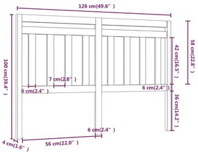 Κεφαλάρι Κρεβατιού Μελί 126 x 4 x 100 εκ. από Μασίφ Ξύλο Πεύκου - Καφέ