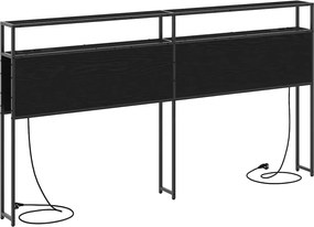 vidaXL Κεφαλάρι Αποθήκης με ράφι Μαύρη δρυς 200 cm Επεξεργασμένο ξύλο