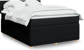 vidaXL Κρεβάτι Boxspring με Στρώμα Μαύρο 140x190 εκ. Υφασμάτινο