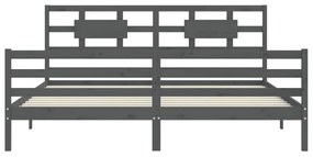 vidaXL Πλαίσιο Κρεβατιού με Κεφαλάρι Γκρι 200x200 εκ. Μασίφ Ξύλο