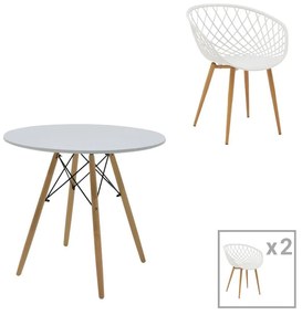 Σετ Τραπεζαρίας Ezra-Julita 3τεμ pp-mdf σε λευκό-φυσική απόχρωση Φ80x73εκ 80x80x73 εκ.