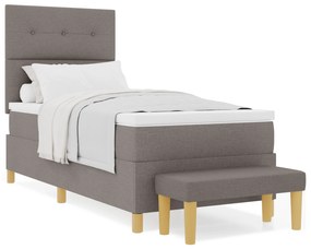 vidaXL Κρεβάτι με Ελατήριο και Στρώμα & Παγκάκι Ταουπέ 90x200 cm Υφασμάτινο