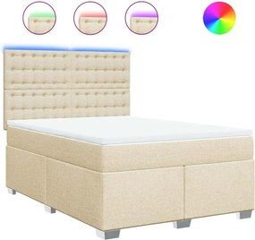 vidaXL Κρεβάτι Boxspring με Στρώμα Κρεμ 140x190 εκ. Υφασμάτινο