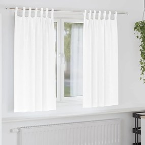 vidaXL Κουρτίνες Μαύρης Ύφανσης με Δαχτυλίδια 2 pcs Καθαρό Λευκό