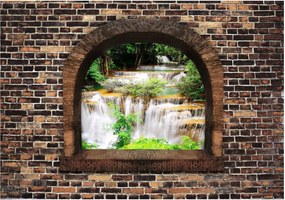 Αυτοκόλλητη φωτοταπετσαρία - Stony Window: Waterfalls - 441x315